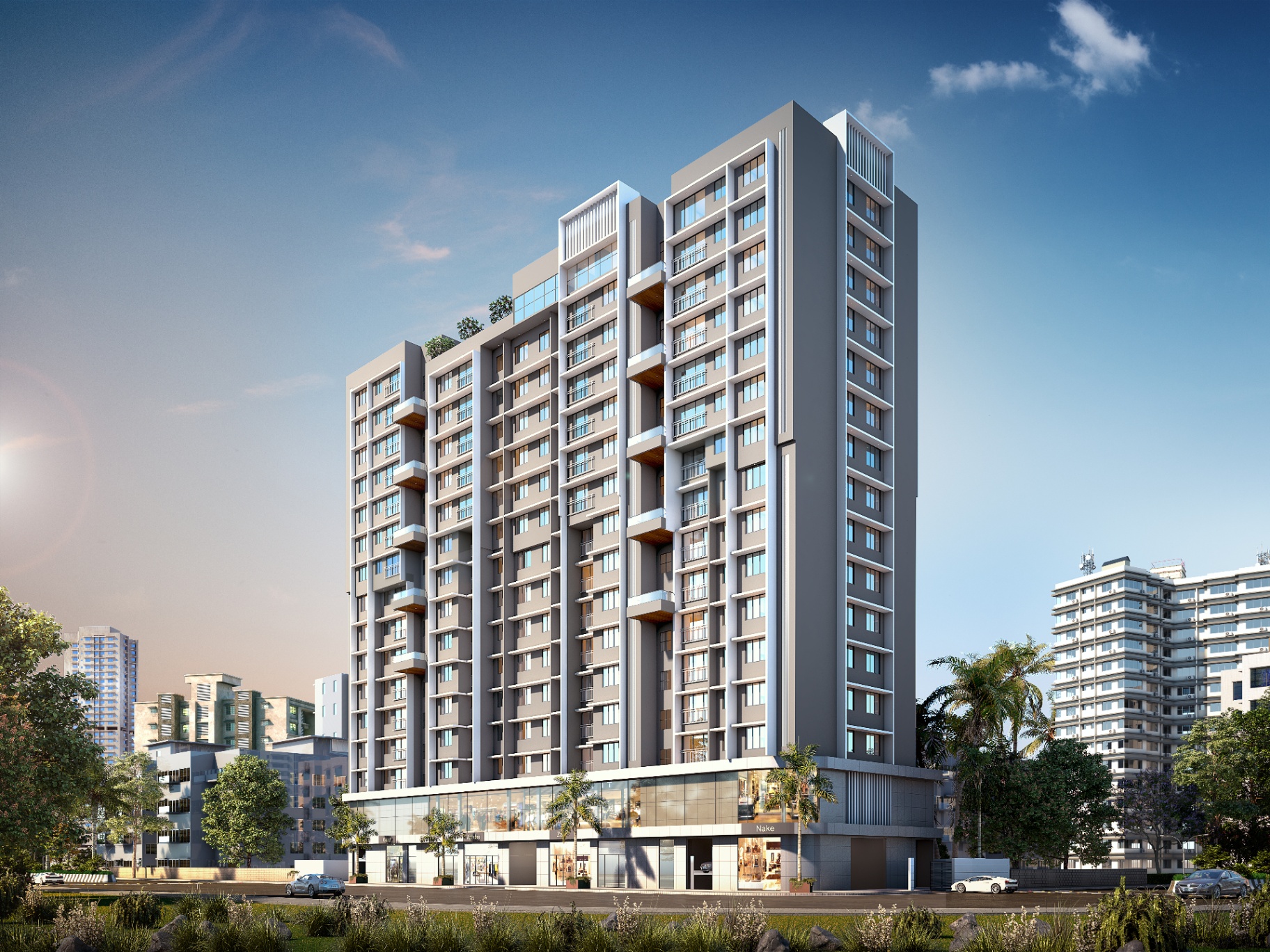 Daytime residential tower visualization